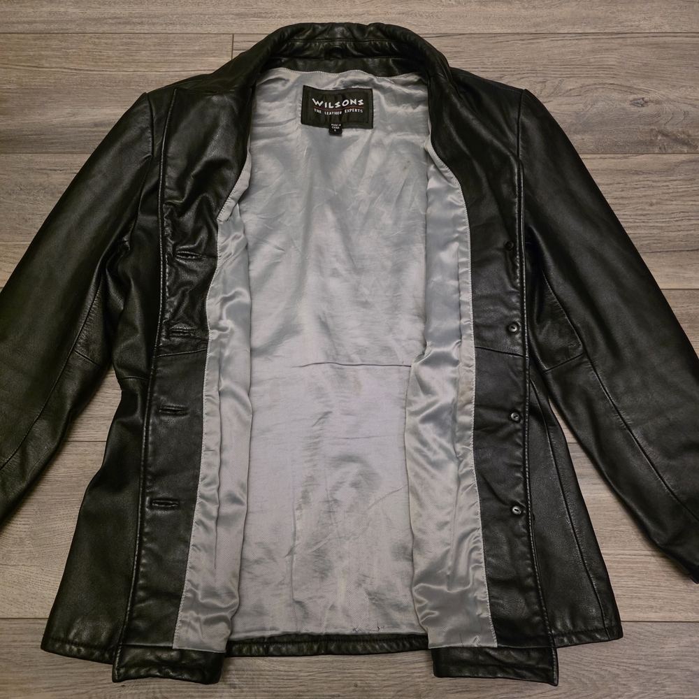 Vtg Jacket Wilson Y2K Goth Biker Western Women’s Leather Jacket 3/4 Length - Picture 2 of 7